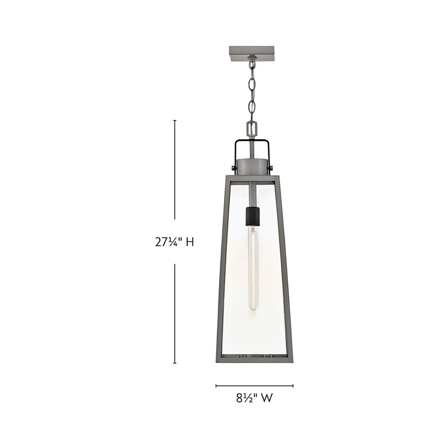 Lark Hugh 1 Light Outdoor Large Hanging Lantern, Aluminum/Clear