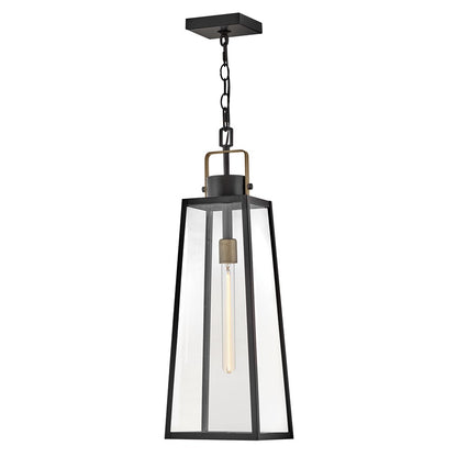 Lark Hugh 1 Light Outdoor Large Hanging Lantern, Black/Clear - 82002BK