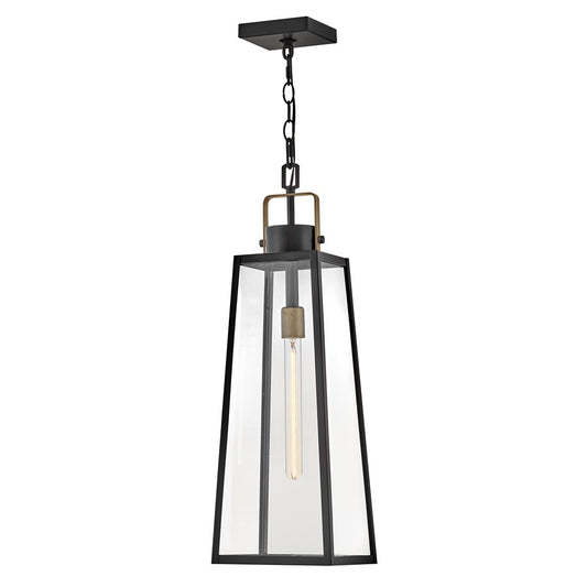 Lark Hugh 1 Light Outdoor Large Hanging Lantern, Black/Clear - 82002BK