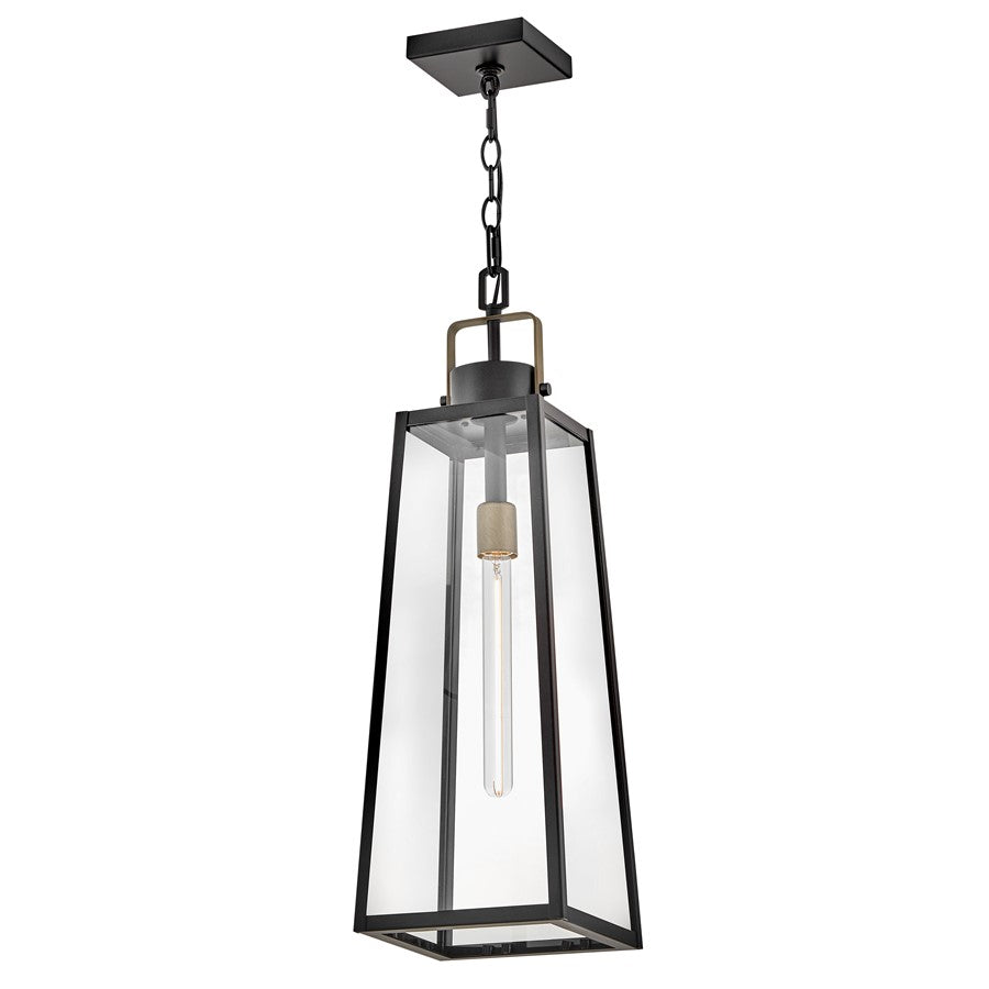 Lark Hugh 1 Light Outdoor Large Hanging Lantern, Black/Clear