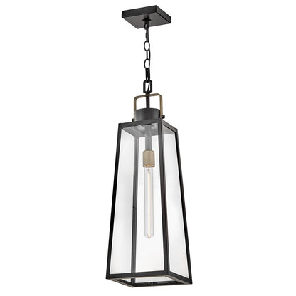 Lark Hugh 1 Light Outdoor Large Hanging Lantern, Black/Clear