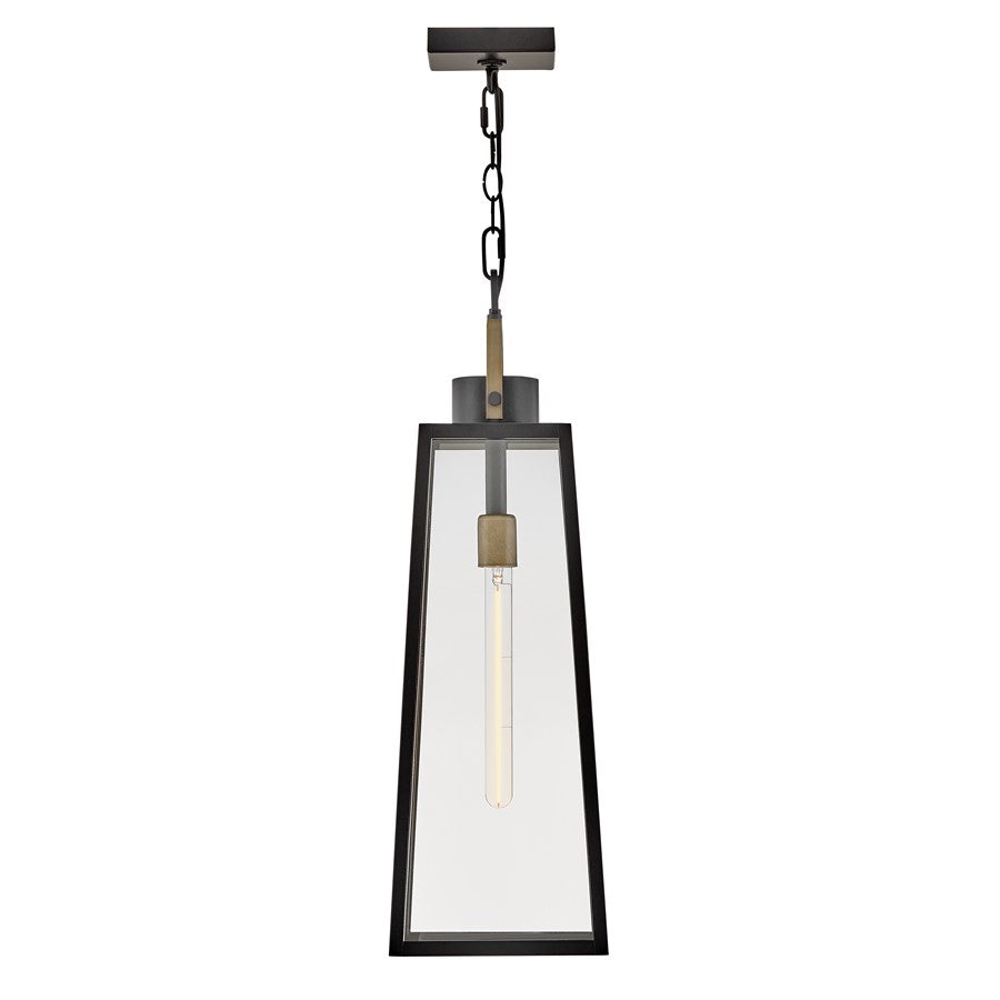 Lark Hugh 1 Light Outdoor Large Hanging Lantern, Black/Clear