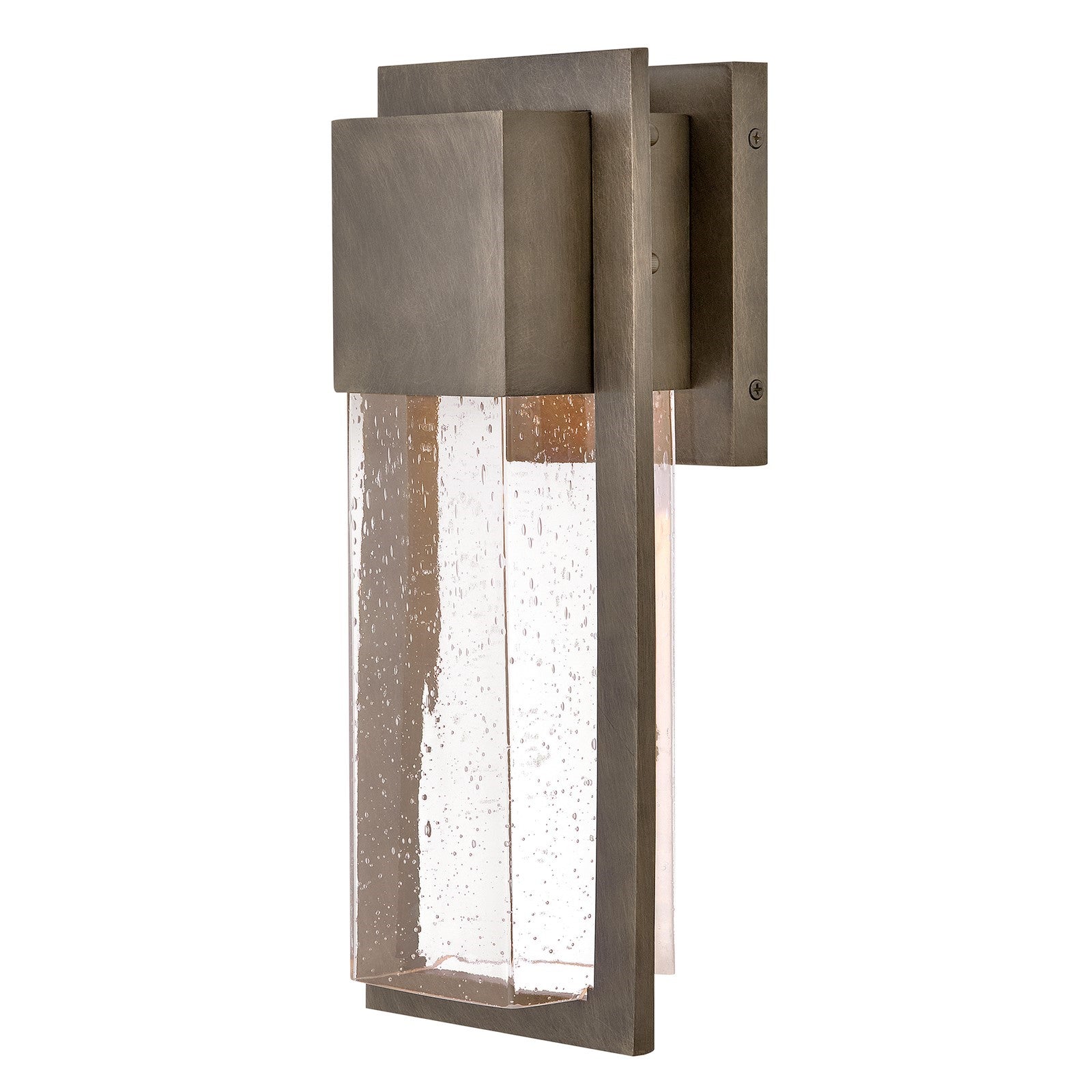 Hinkley Lark Alex 16in 1-Light Outdoor Wall Sconce | Modern Burnished Bronze Composite and Clear Seedy Glass | Entryway & Covered Porch | Model 82010BU-LL
