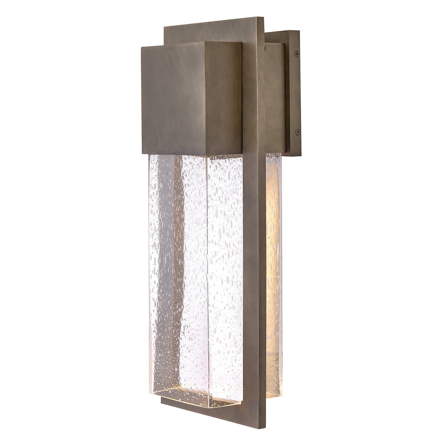 Hinkley Lighting Alex 20in 1-Light Outdoor Wall Sconce | Modern Burnished Bronze Composite and Clear Seedy Glass | Covered Patio & | Model 82014BU-LL