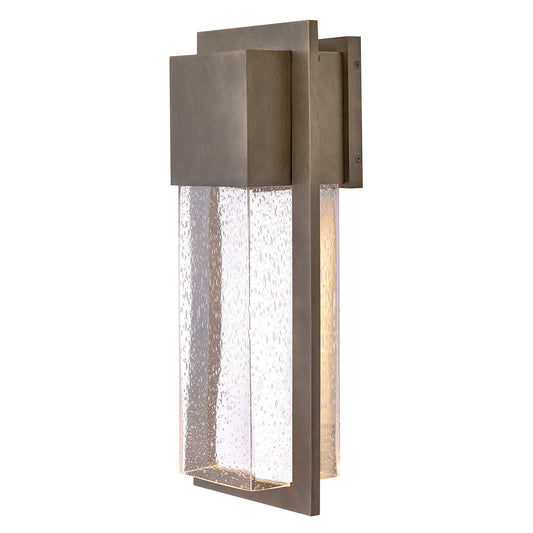 Hinkley Lighting Alex 20in 1-Light Outdoor Wall Sconce | Modern Burnished Bronze Composite and Clear Seedy Glass | Covered Patio & | Model 82014BU-LL