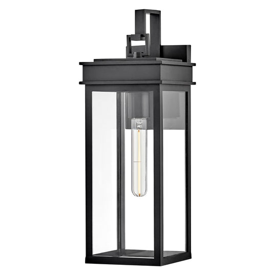 Lark Cole 1 Light Outdoor 19" Wall Mount Lantern, Black/Clear - 82064BK