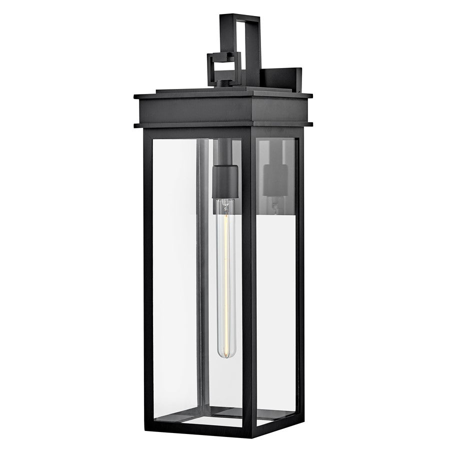Lark Cole 1 Light Outdoor 25" Wall Mount Lantern, Black/Clear - 82065BK