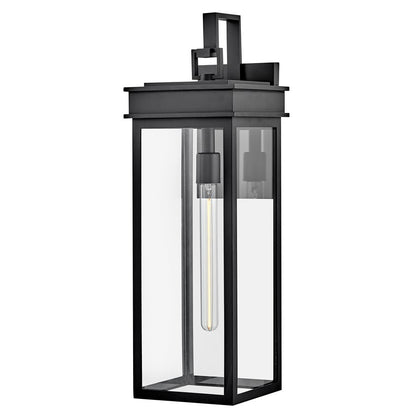 Lark Cole 1 Light Outdoor 25" Wall Mount Lantern, Black/Clear - 82065BK