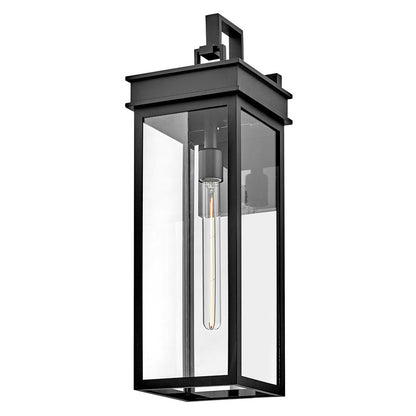 Lark Cole 1 Light Outdoor 25" Wall Mount Lantern, Black/Clear