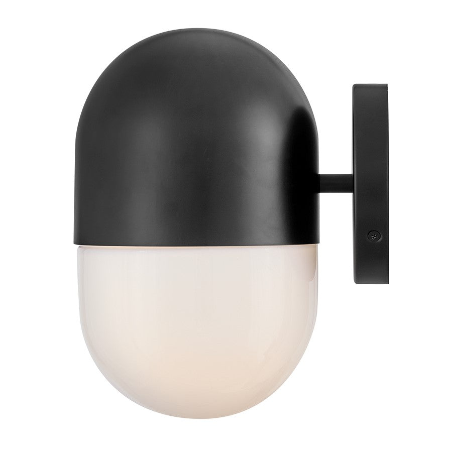 Lark Bardi 1 Light Outdoor 10" Wall Mount Lantern, Black/Cased Opal