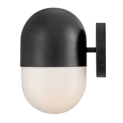 Lark Bardi 1 Light Outdoor 10" Wall Mount Lantern, Black/Cased Opal