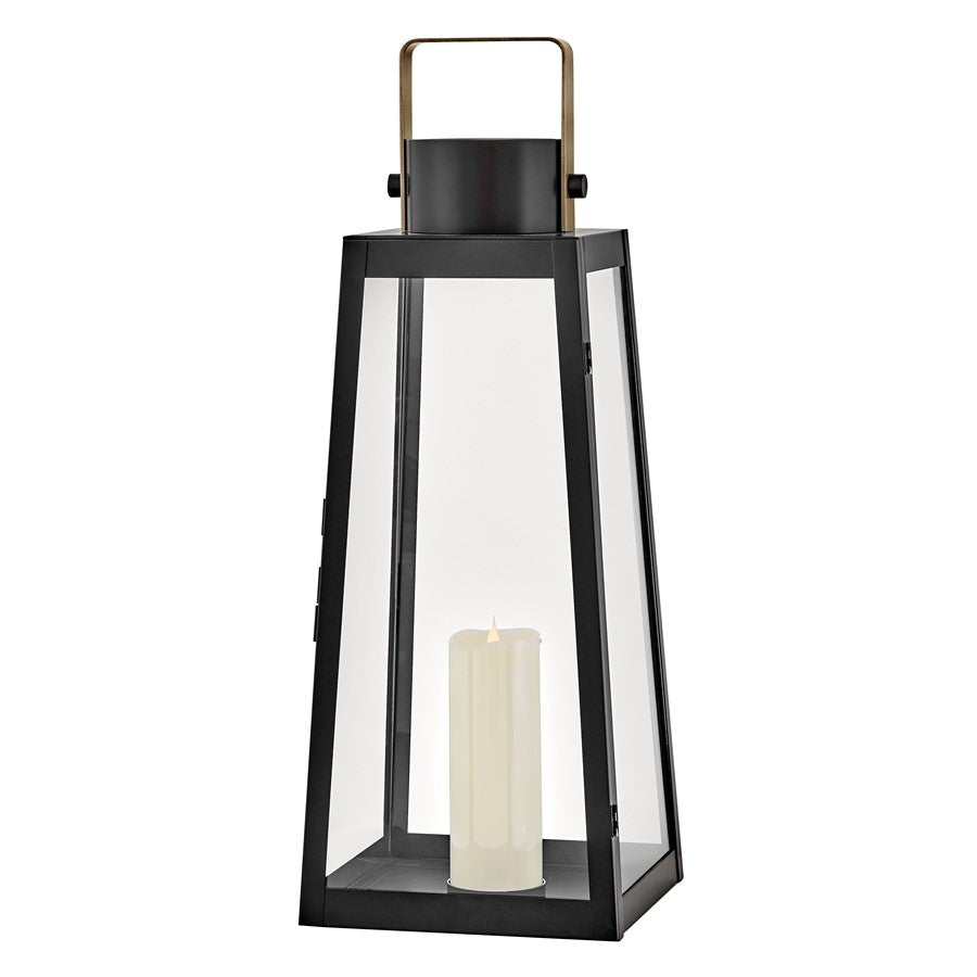 Lark Hugh Light Outdoor Large Decorative Lantern, Black/Clear - 82312BK
