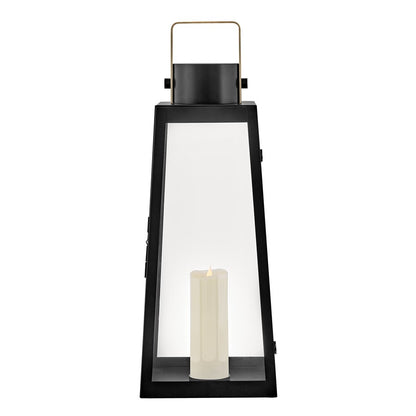 Lark Hugh Light Outdoor Large Decorative Lantern, Black/Clear