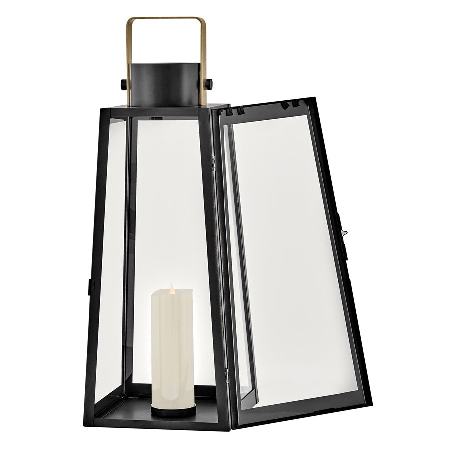 Lark Hugh Light Outdoor Large Decorative Lantern, Black/Clear