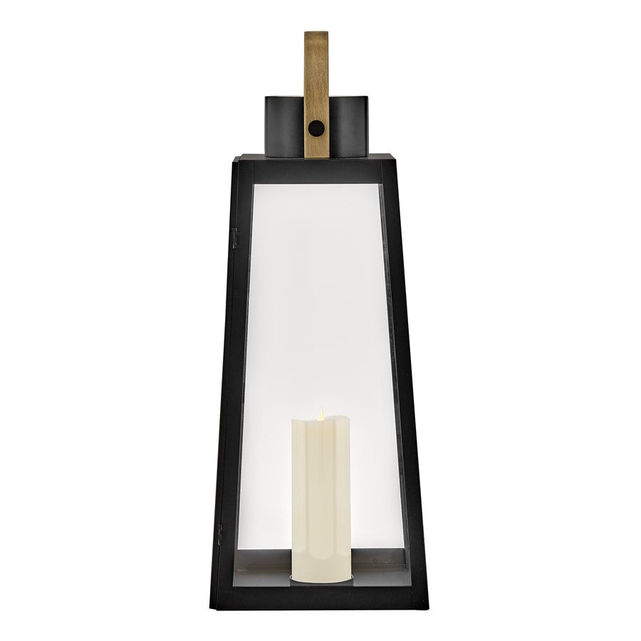 Lark Hugh Light Outdoor Large Decorative Lantern, Black/Clear
