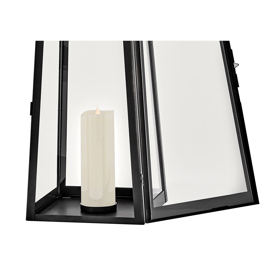 Lark Hugh Light Outdoor Large Decorative Lantern, Black/Clear