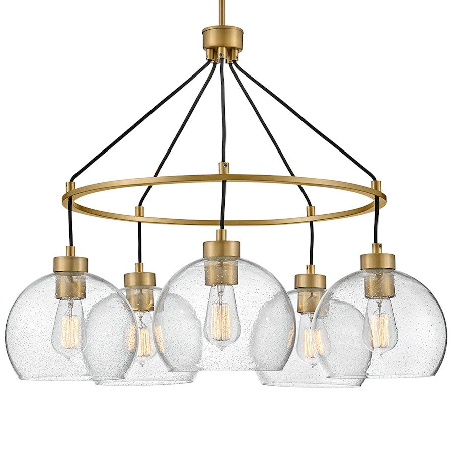 5 Light Medium Chandelier, Brass