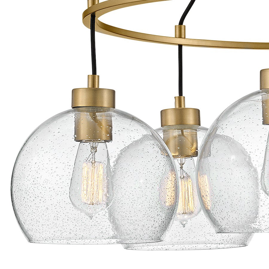 5 Light Medium Chandelier, Brass