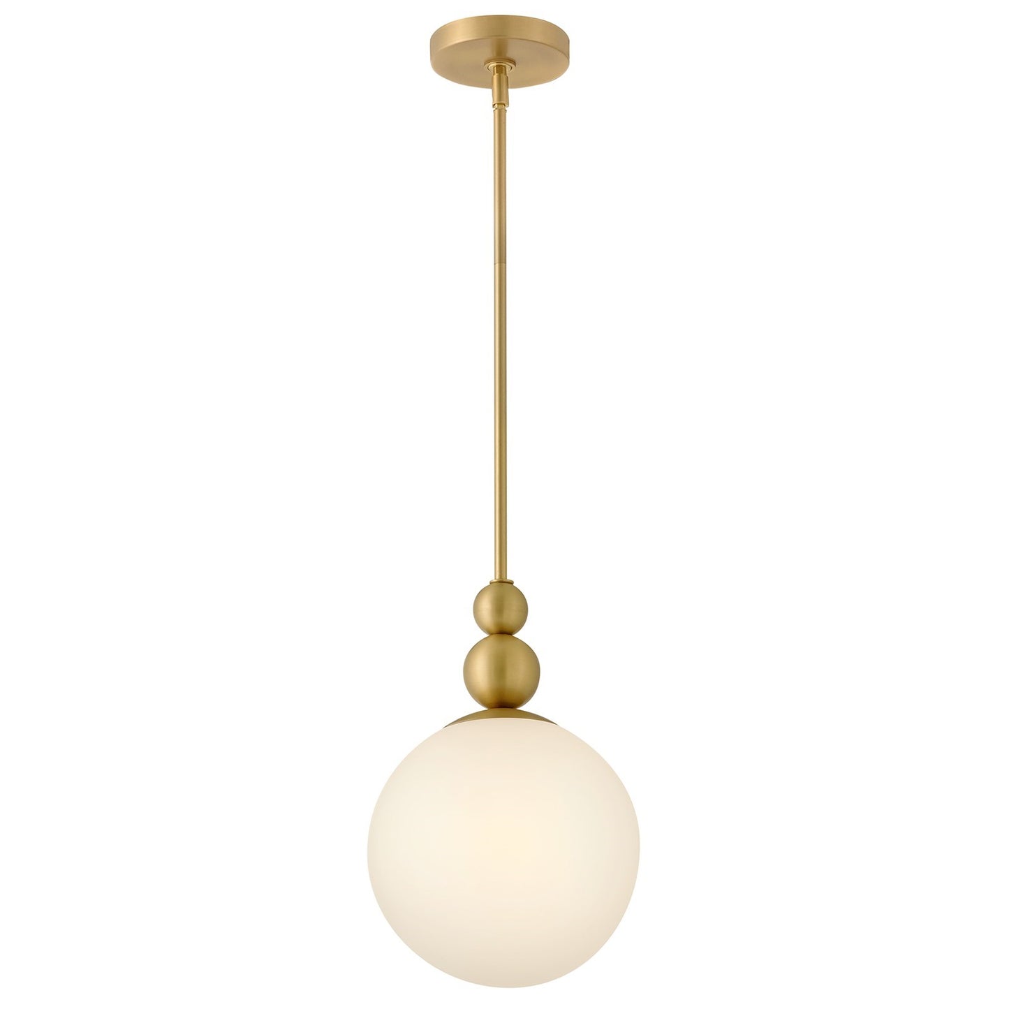 Hinkley Lark Opalite 1-Light Pendant | Midcentury Modern Lacquered Brass Steel and Frosted Glass | Kitchen Island & Dining Room | 9.5 x | Model 83027LCB