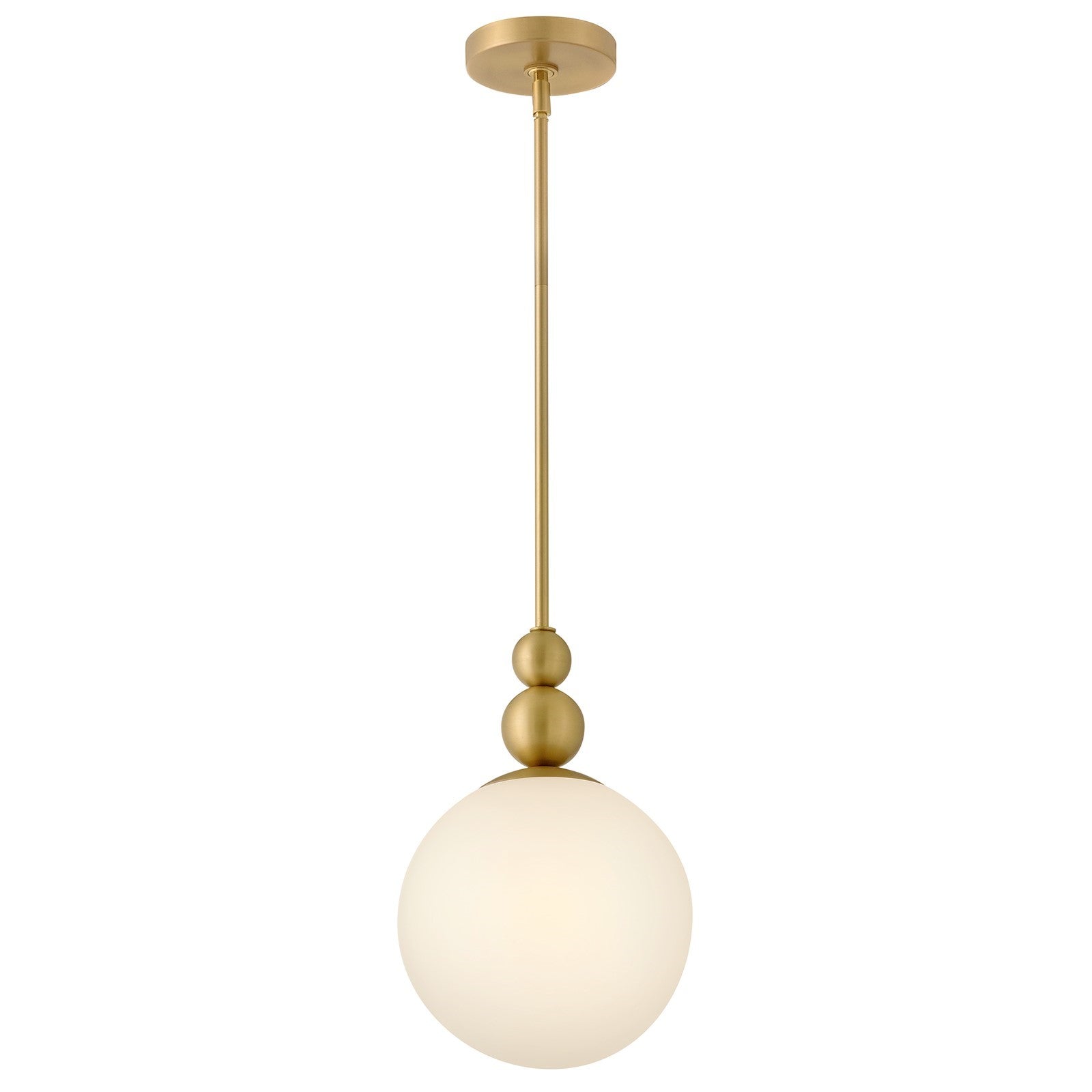 Hinkley Lark Opalite 1-Light Pendant | Midcentury Modern Lacquered Brass Steel and Frosted Glass | Kitchen Island & Dining Room | 9.5 x | Model 83027LCB