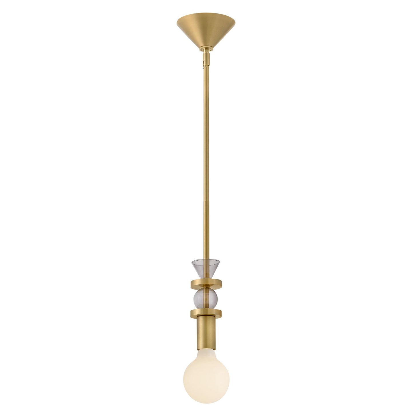 Hinkley Lark Prim 1-Light Pendant | Post-Modern Lacquered Brass Steel and Smoke Glass | Kitchen Island & Dining Room | 5 x 5 x 12 in | Model 83067LCB