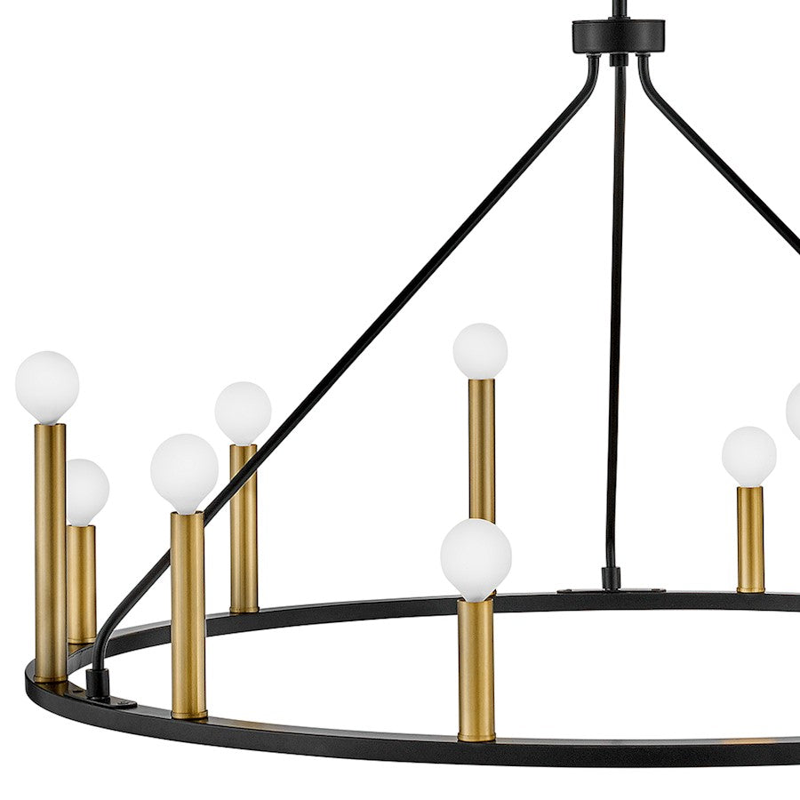 12 Light Large Chandelier, Black