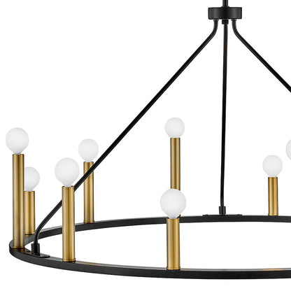 12 Light Large Chandelier, Black