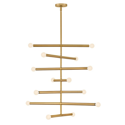 Lark Millie 14 Light Large Multi Tier Chandelier, Lacquered Brass