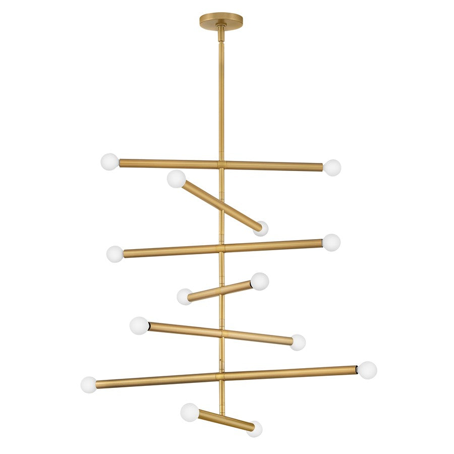 Lark Millie 14 Light Large Multi Tier Chandelier, Lacquered Brass