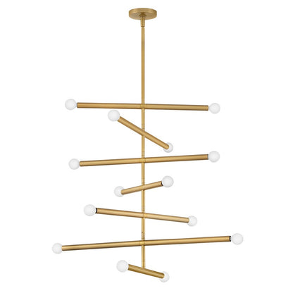Lark Millie 14 Light Large Multi Tier Chandelier, Lacquered Brass