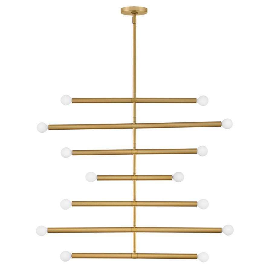 Lark Millie 14 Light Large Multi Tier Chandelier, Lacquered Brass
