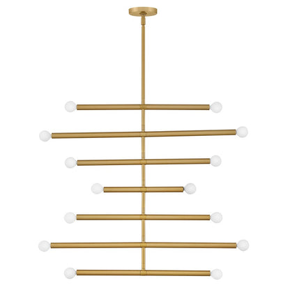 Lark Millie 14 Light Large Multi Tier Chandelier, Lacquered Brass
