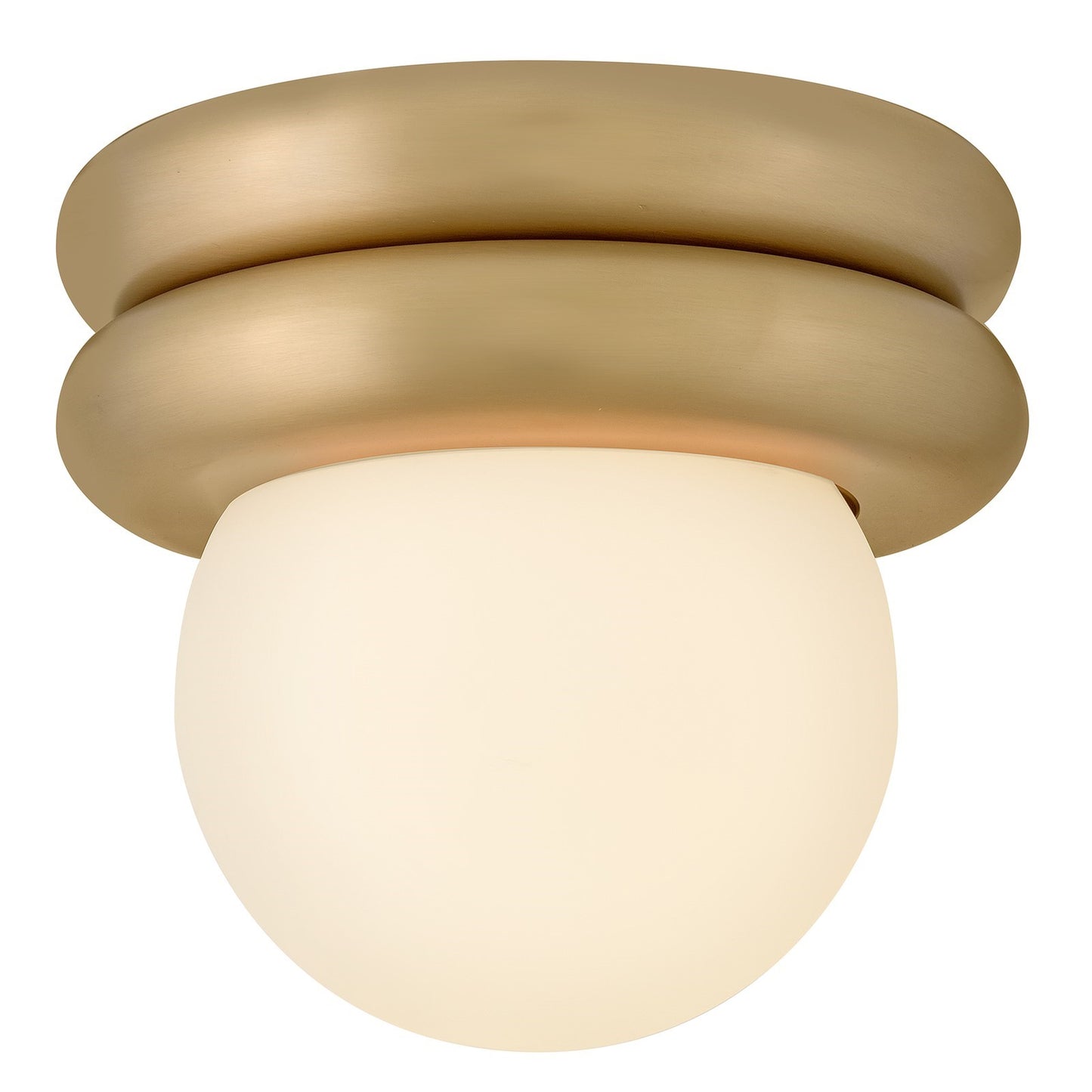 Hinkley Lark Noa 1-Light Flush Mount | Modern Lacquered Brass Steel and Etched Opal Glass Globe | Bedroom & Hallway Accent Light | 8 x 8 | Model 83291LCB