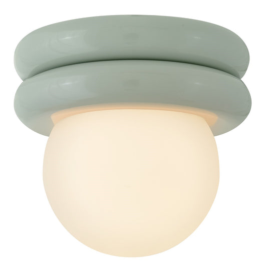 Hinkley Lark Noa 8in 1-Light Flush Mount | Modern Seafoam Steel and Etched Opal Glass | Bedroom & Hallway | 8 x 8 x 7.75 in | Model 83291SF