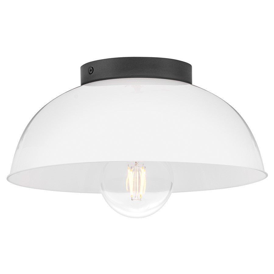 Lark Stu 1 Light Small Flush Mount, Black/Cased Opal - 83301BK-CO
