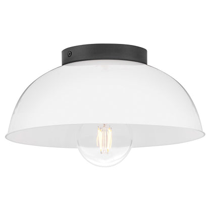 Lark Stu 1 Light Small Flush Mount, Black/Cased Opal - 83301BK-CO