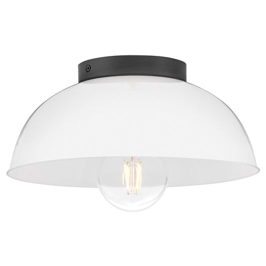 Lark Stu 1 Light Small Flush Mount, Black/Cased Opal - 83301BK-CO
