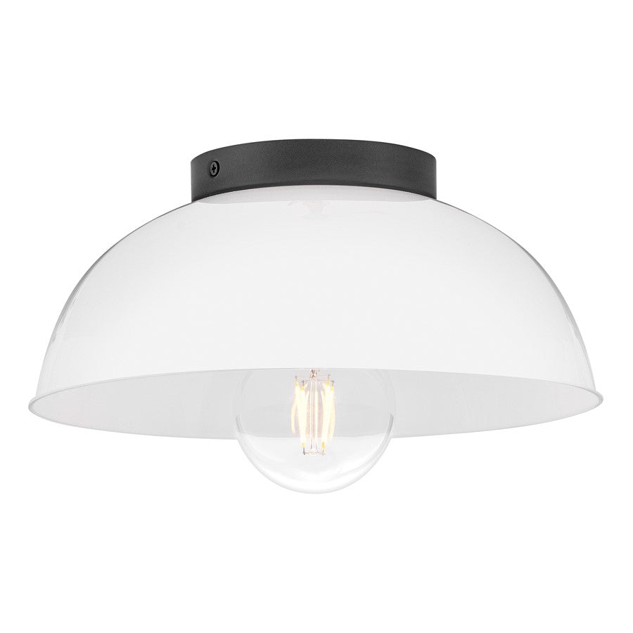 Lark Stu 1 Light Small Flush Mount, Black/Cased Opal