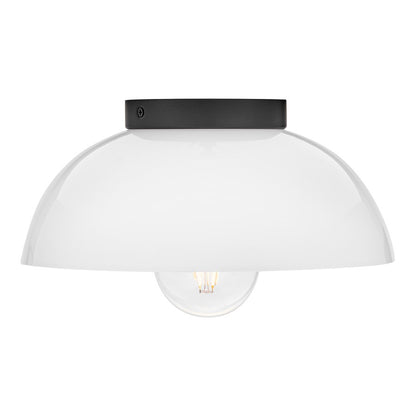 Lark Stu 1 Light Small Flush Mount, Black/Cased Opal