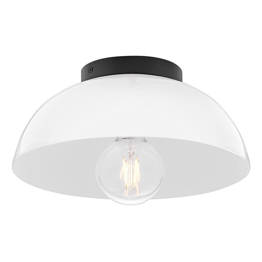 Lark Stu 1 Light Small Flush Mount, Black/Cased Opal