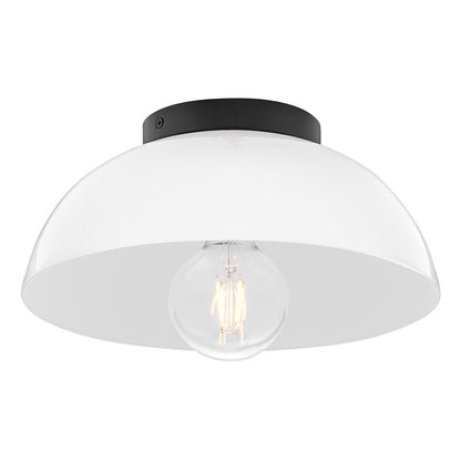 Lark Stu 1 Light Small Flush Mount, Black/Cased Opal
