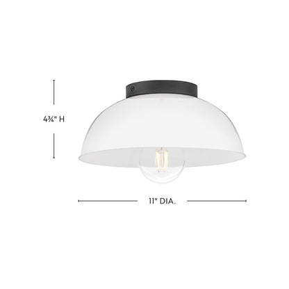 Lark Stu 1 Light Small Flush Mount, Black/Cased Opal