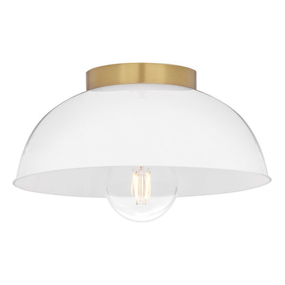 Lark Stu 1 Light Small Flush Mount, Lacquered Brass/Cased Opal