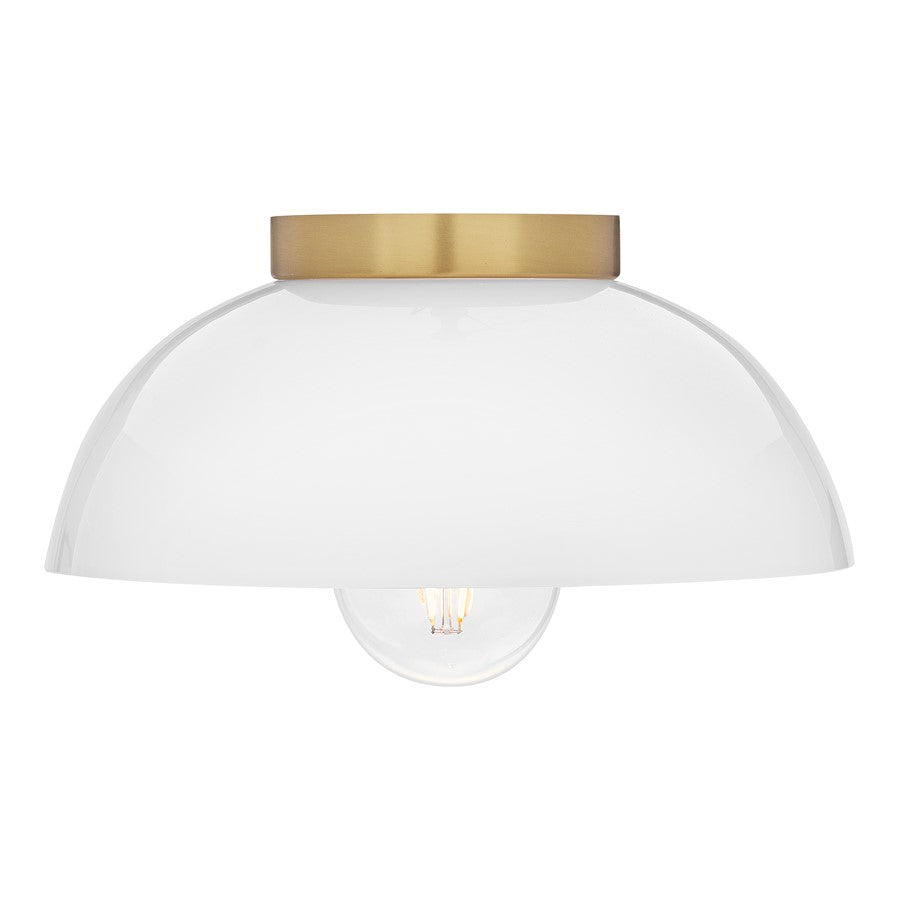 Lark Stu 1 Light Small Flush Mount, Lacquered Brass/Cased Opal
