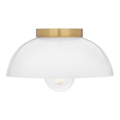 Lark Stu 1 Light Small Flush Mount, Lacquered Brass/Cased Opal
