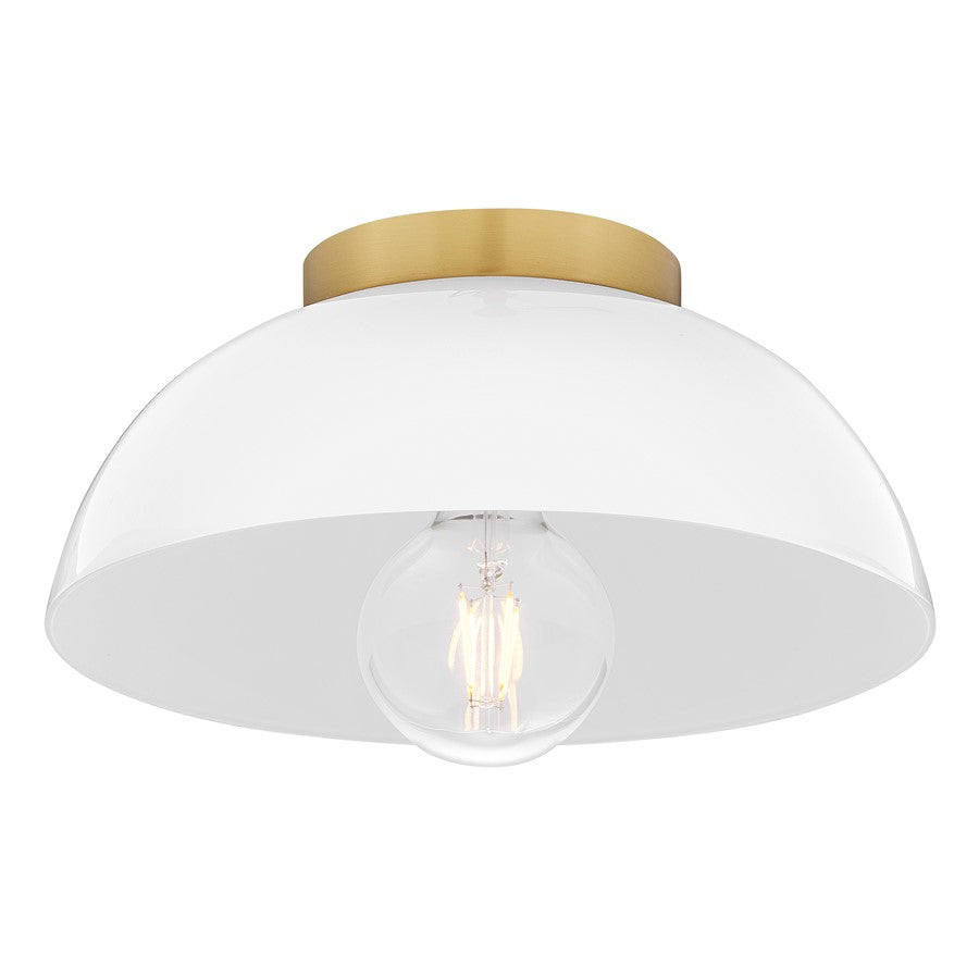 Lark Stu 1 Light Small Flush Mount, Lacquered Brass/Cased Opal