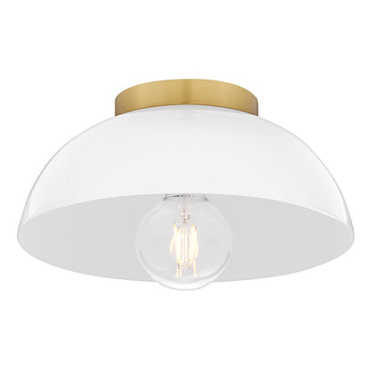 Lark Stu 1 Light Small Flush Mount, Lacquered Brass/Cased Opal
