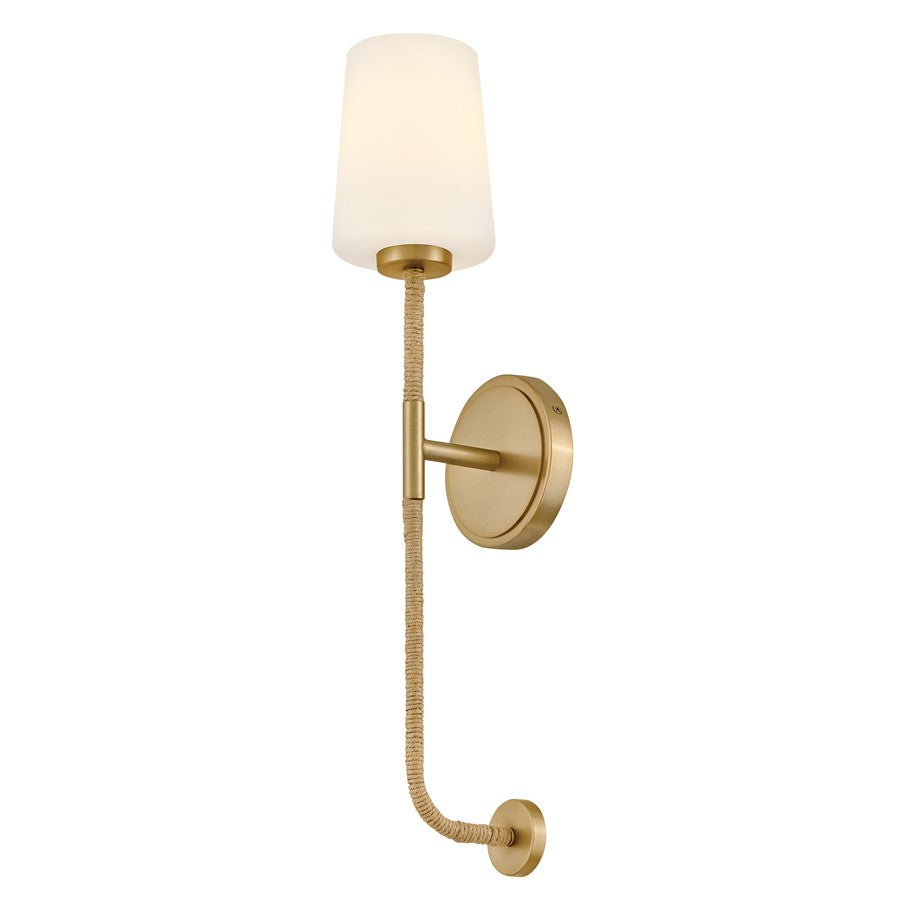 Lark Kline 1 Light Large Tall Sconce, Lacquered Brass/Etched Opal