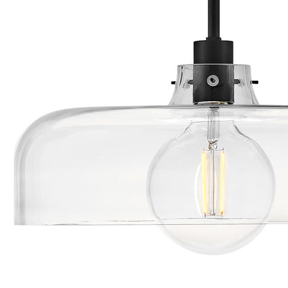 1 Light Medium Pendant, Black/Clear