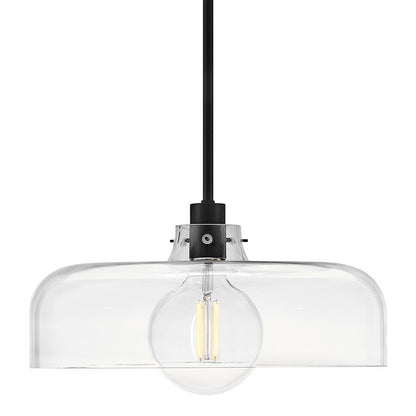 1 Light Medium Pendant, Black/Clear
